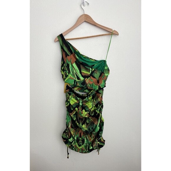DUNDAS Gala Ruched One Shoulder Cutout Jersey dress Jungle Camo IT 46 US 10 - Picture 10 of 16